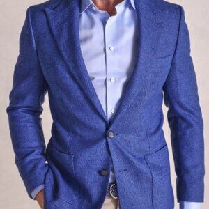 Robert Graham Westport Big & Tall Linen Wool Sport Coat 50XL Blue